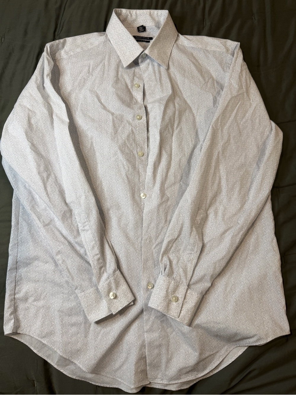 Van Heusen White Dress Shirt with Subtle Dot Pattern